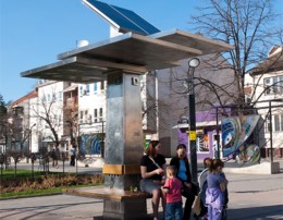 Publicsolar power charging station in Belgrade, Serbia