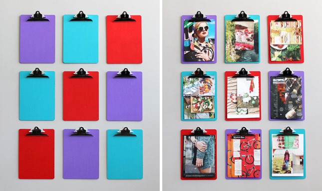 Keep your inspiration on the wall with these mounted clipboards.