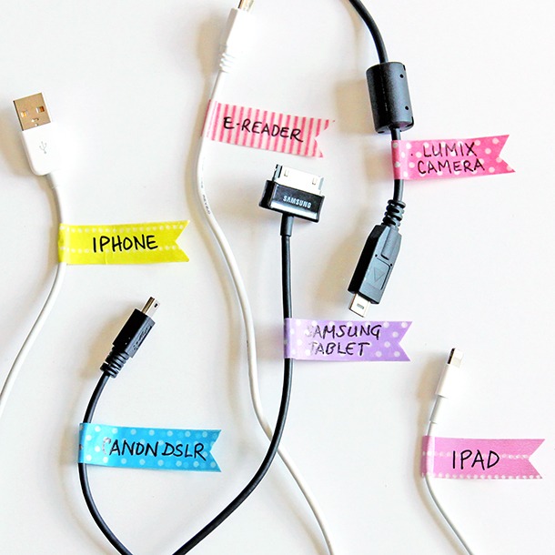 Organize Your Cables With Washi Tape!