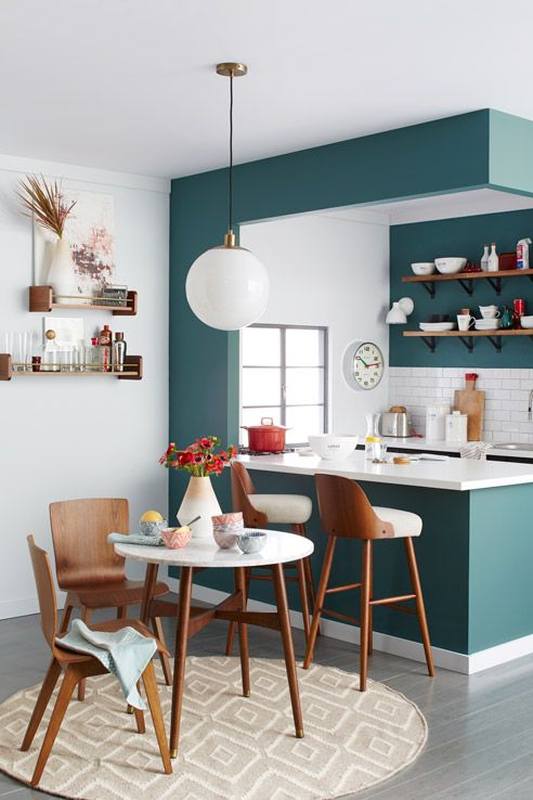 teal small kitchen