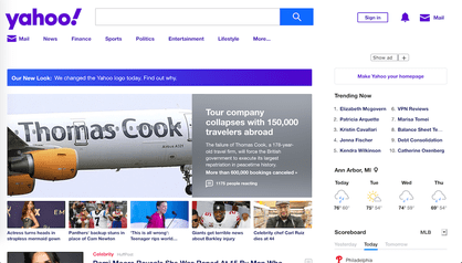 A screenshot of a Yahoo front page.