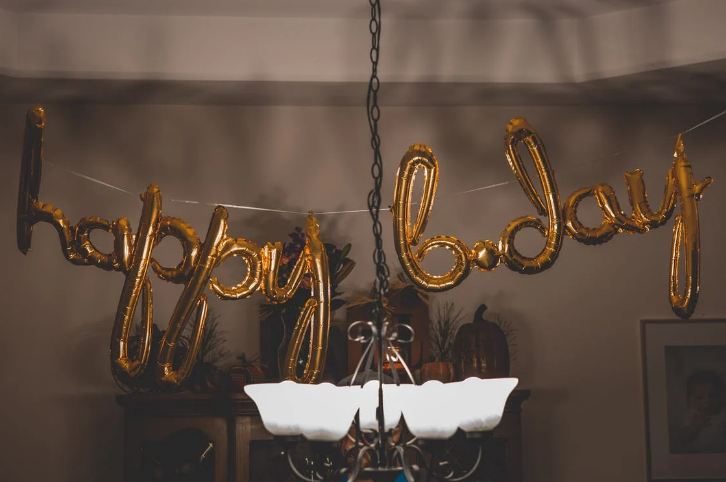 A photo of Happy Birthday balloons